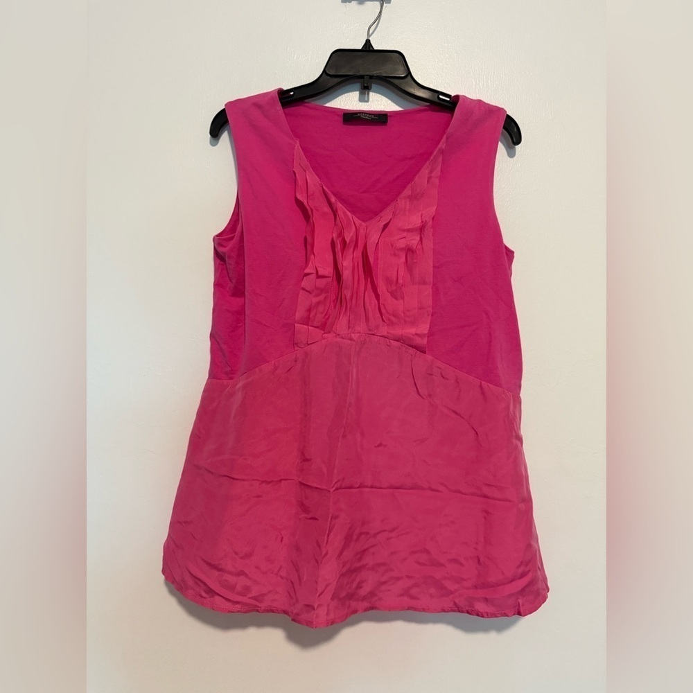 Weekend Max Mara Silk/Cotton Blouse Pink Women Sleeveless Flutter (Chest-32'')